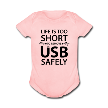 "Life is too Short" (black) - Baby Short Sleeve One Piece light pink / Newborn - LabRatGifts - 1