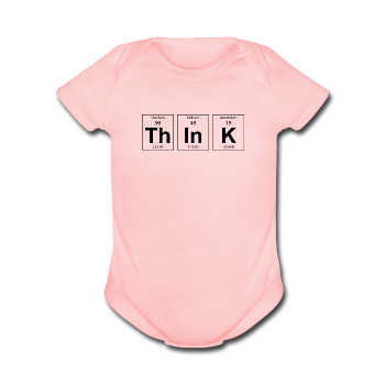 "ThInK" (black) - Baby Short Sleeve One Piece light pink / Newborn - LabRatGifts - 1