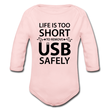 "Life is too Short" (black) - Baby Long Sleeve One Piece light pink / 6 months - LabRatGifts - 1