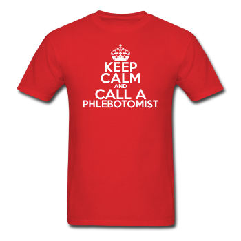 "Keep Calm and Call A Phlebotomist" (white) - Men's T-Shirt red / S - LabRatGifts - 1