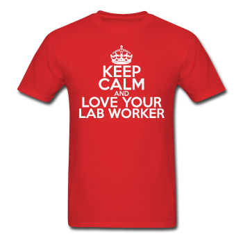 "Keep Calm and Love Your Lab Worker" (white) - Men's T-Shirt red / S - LabRatGifts - 1