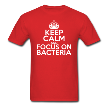 "Keep Calm and Focus On Bacteria" (white) - Men's T-Shirt red / S - LabRatGifts - 1