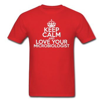 "Keep Calm and Love Your Microbiologist" (white) - Men's T-Shirt red / S - LabRatGifts - 1