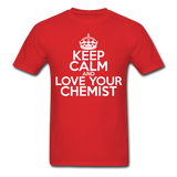 "Keep Calm and Love Your Chemist" (white) - Men's T-Shirt red / S - LabRatGifts - 1