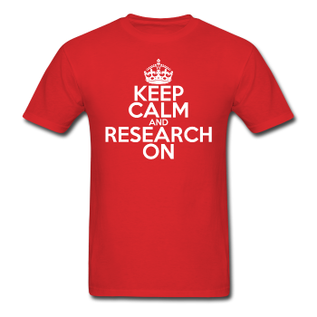 "Keep Calm and Research On" (white) - Men's T-Shirt red / S - LabRatGifts - 1