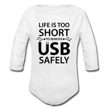 "Life is too Short" (black) - Baby Long Sleeve One Piece white / 6 months - LabRatGifts - 2