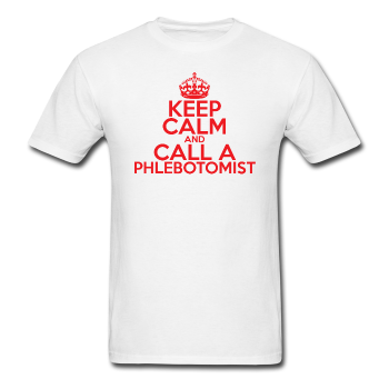 "Keep Calm and Call A Phlebotomist" (red) - Men's T-Shirt white / S - LabRatGifts - 1