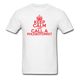 "Keep Calm and Call A Phlebotomist" (red) - Men's T-Shirt white / S - LabRatGifts - 1