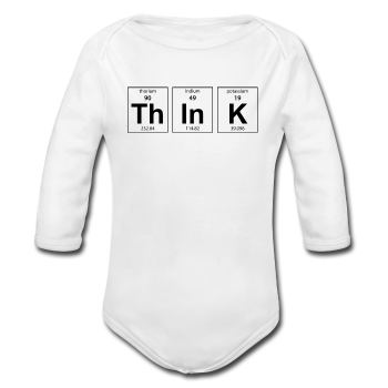 "ThInK" (black) - Baby Long Sleeve One Piece white / 6 months - LabRatGifts - 2