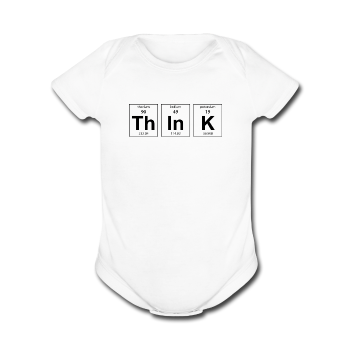 "ThInK" (black) - Baby Short Sleeve One Piece white / Newborn - LabRatGifts - 4