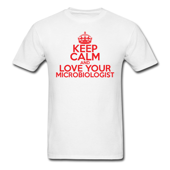 "Keep Calm and Love Your Microbiologist" (red) - Men's T-Shirt white / S - LabRatGifts - 1