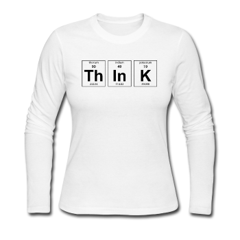 "ThInK" (black) - Women's Long Sleeve T-Shirt white / S - LabRatGifts - 1