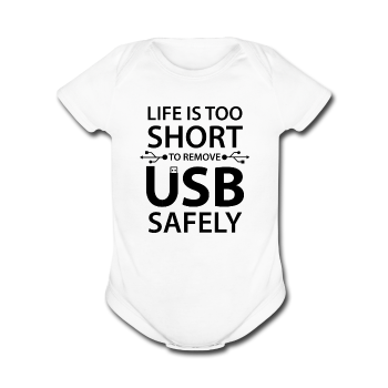"Life is too Short" (black) - Baby Short Sleeve One Piece white / Newborn - LabRatGifts - 4