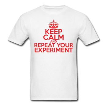 "Keep Calm and Repeat Your Experiment" (red) - Men's T-Shirt white / S - LabRatGifts - 1