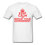 "Keep Calm and Repeat Your Experiment" (red) - Men's T-Shirt white / S - LabRatGifts - 1