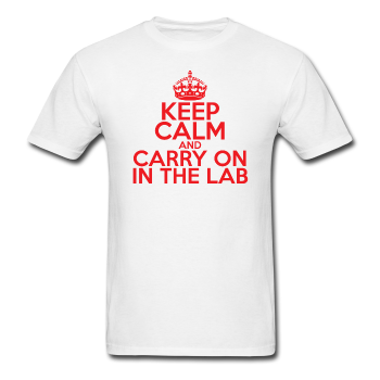 "Keep Calm and Carry On in the Lab" (red) - Men's T-Shirt white / S - LabRatGifts - 1