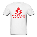 "Keep Calm and Love Your Lab Worker" (red) - Men's T-Shirt white / S - LabRatGifts - 1