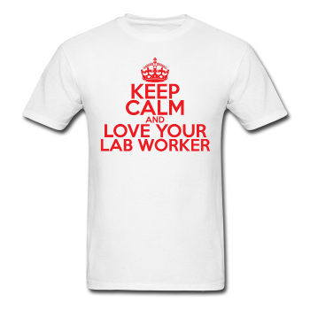 "Keep Calm and Love Your Lab Worker" (red) - Men's T-Shirt white / S - LabRatGifts - 1