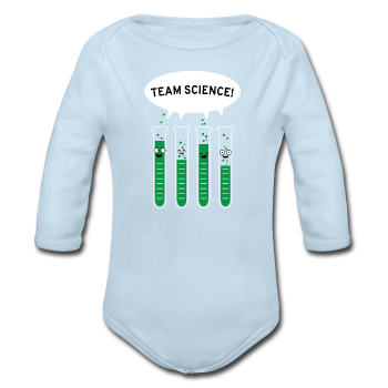 "Team Science" - Baby Long Sleeve One Piece powder blue / 6 months - LabRatGifts - 1