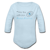 "Think like a Proton" (black) - Baby Long Sleeve One Piece powder blue / 6 months - LabRatGifts - 3