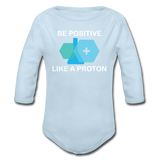 "Be Positive" (white) - Baby Long Sleeve One Piece powder blue / 6 months - LabRatGifts - 3