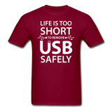 "Life is too Short" (white) - Men's T-Shirt burgundy / S - LabRatGifts - 4