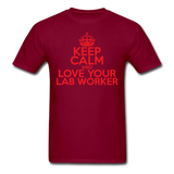 "Keep Calm and Love Your Lab Worker" (red) - Men's T-Shirt burgundy / S - LabRatGifts - 10