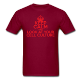 "Keep Calm and Look At Your Cell Culture" (red) - Men's T-Shirt burgundy / S - LabRatGifts - 10