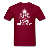 "Keep Calm and Love Biology" (white) - Men's T-Shirt burgundy / S - LabRatGifts - 6