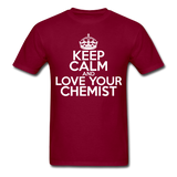 "Keep Calm and Love Your Chemist" (white) - Men's T-Shirt burgundy / S - LabRatGifts - 6