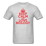 "Keep Calm and Love Biology" (red) - Men's T-Shirt heather gray / S - LabRatGifts - 3