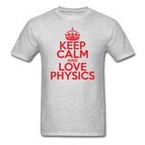 "Keep Calm and Love Physics" (red) - Men's T-Shirt heather gray / S - LabRatGifts - 3