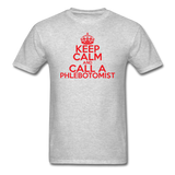 "Keep Calm and Call A Phlebotomist" (red) - Men's T-Shirt heather gray / S - LabRatGifts - 3
