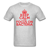 "Keep Calm and Focus On Bacteria" (red) - Men's T-Shirt heather gray / S - LabRatGifts - 3