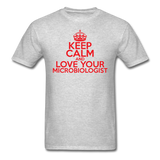 "Keep Calm and Love Your Microbiologist" (red) - Men's T-Shirt heather gray / S - LabRatGifts - 3
