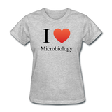 "I ♥ Microbiology" (black) - Women's T-Shirt heather gray / S - LabRatGifts - 2