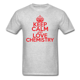 "Keep Calm and Love Chemistry" (red) - Men's T-Shirt heather gray / S - LabRatGifts - 3