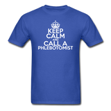 "Keep Calm and Call A Phlebotomist" (white) - Men's T-Shirt royal blue / S - LabRatGifts - 3