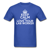 "Keep Calm and Love Your Lab Worker" (white) - Men's T-Shirt royal blue / S - LabRatGifts - 3