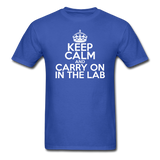 "Keep Calm and Carry On in the Lab" (white) - Men's T-Shirt royal blue / S - LabRatGifts - 3