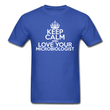 "Keep Calm and Love Your Microbiologist" (white) - Men's T-Shirt royal blue / S - LabRatGifts - 3