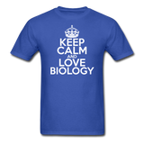 "Keep Calm and Love Biology" (white) - Men's T-Shirt royal blue / S - LabRatGifts - 3