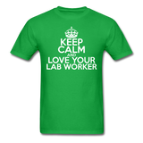 "Keep Calm and Love Your Lab Worker" (white) - Men's T-Shirt bright green / S - LabRatGifts - 2