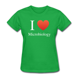 "I ♥ Microbiology" (white) - Women's T-Shirt bright green / S - LabRatGifts - 6