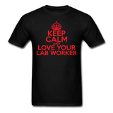 "Keep Calm and Love Your Lab Worker" (red) - Men's T-Shirt black / S - LabRatGifts - 13