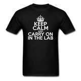 "Keep Calm and Carry On in the Lab" (white) - Men's T-Shirt black / S - LabRatGifts - 11