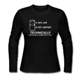 "Technically the Glass is Full" - Women's Long Sleeve T-Shirt black / S - LabRatGifts - 2