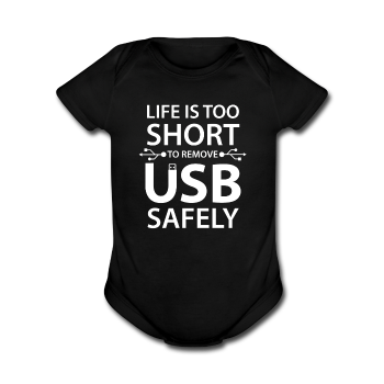 "Life is too Short" (white) - Baby Short Sleeve One Piece black / Newborn - LabRatGifts - 1
