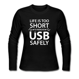 "Life is too Short" (white) - Women's Long Sleeve T-Shirt black / S - LabRatGifts - 1