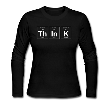 "ThInK" (white) - Women's Long Sleeve T-Shirt black / S - LabRatGifts - 1